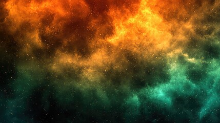 A dense cloud of green and orange powder scattering in all directions.