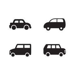 Car Icons Set: Vehicles Black Silhouette 