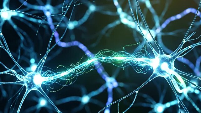 Dynamic neural network visualization showing brain plasticity and learning processes