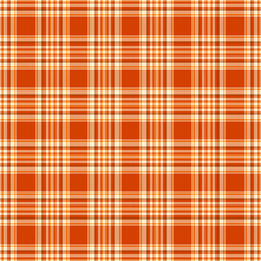 Warmtoned plaid pattern. A rustic, checkered design with orange, cream, and tan hues, perfect for autumn themes, textiles, or classic backgrounds. Versatile style element.