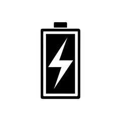 Obraz premium Battery icon with lightning bolt in it on transparent background silhouette