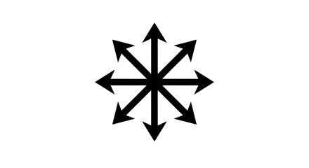 Obraz premium Directional Arrows Starburst Symbol with Multiple Arrows Pointing Outwards