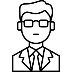 Icon of a Man Wearing Glasses and a Suit with a Tie Representing a Professional Persona or Business Concept on a Transparent Background