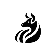 Minimalist Bull Head Vector Icon Illustration