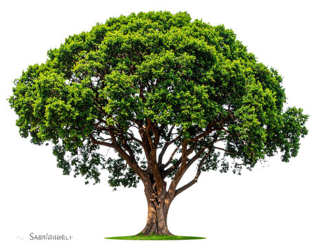  Lush Green Sal Tree with Dense Canopy and Detailed Bark Texture isolated on transparent background PNG