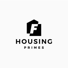 letter f house home mortgage real estate living logo vector icon illustration