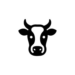 Minimalist Cow Head Icon Farm Animal Graphic
