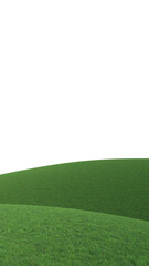 Empty fresh green grass hills isolated on transparent background. 3d realistic rendering. 9:16 aspect ratio PNG format	