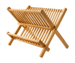 Adjustable bamboo dish drying rack, perfect for eco-friendly kitchens.