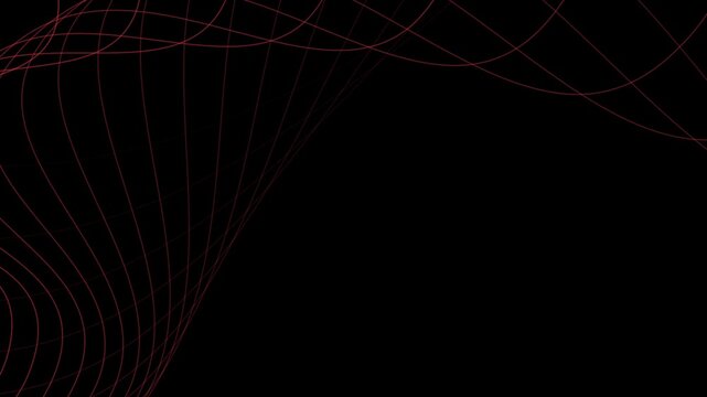 Regular red line waves on a black background. Motion background for technology, business, web and entertainment.