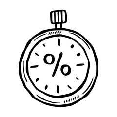 Hand Drawn Black Friday Stopwatch Icon for Limited Time Sale