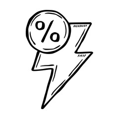 Hand Drawn Black Friday Flash Sale with Lightning Bolt