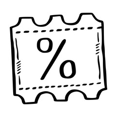 Hand Drawn Black Friday Coupon with Percentage Sign