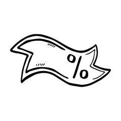 Hand Drawn Wavy Discount Ribbon for Black Friday Sale