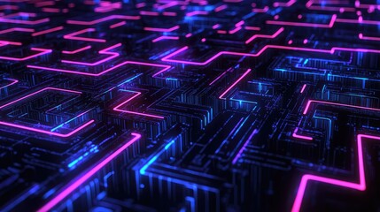 A dynamic neural network with interconnected paths and data points flowing through a maze of connections.