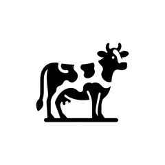 Black and White Cow Illustration in Flat Vector