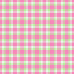 Cheerful plaid pattern in pink, green, and cream. Classic textile design, ideal for backgrounds, crafts, fashion, and home decor projects. Festive  versatile.