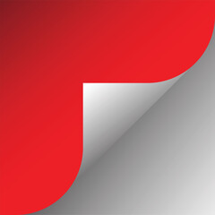 Abstract red and grey curved corner with a peeled effect