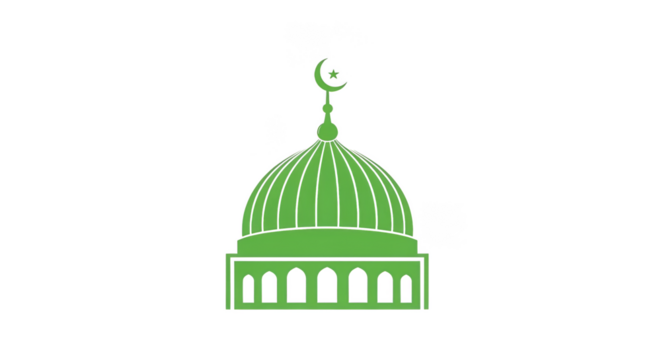 Green stylized dome with crescent moon
