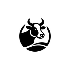 Monochrome Bovine Emblem Vector Design