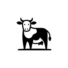 Stylized Dairy Cow Icon in Minimalist Vector Art