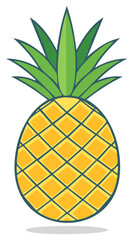 Simple flat design vector icon of a ripe tropical pineapple fruit