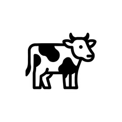 Black and White Spotted Cow Icon Agricultural Livestock