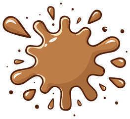 Cartoon Brownish Splatter Illustration with Splashes Liquid Messy Element
