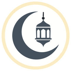 Obraz premium Iconic Islamic Symbol with Crescent Moon and Lantern Inside Circle Design