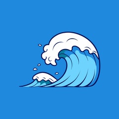 An abstract cartoon of a crashing wave in the ocean