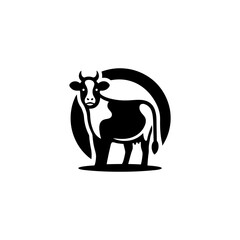 Striking Black and White Cow Icon