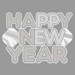Happy New Year text logo with marble abstract background