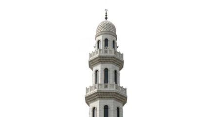 Ornate minaret piercing the night sky