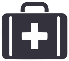 Obraz premium Flat design medical bag icon with a cross symbol for first aid and healthcare