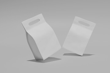 Blank Pouch Packaging Mockup on white background. 3d rendering