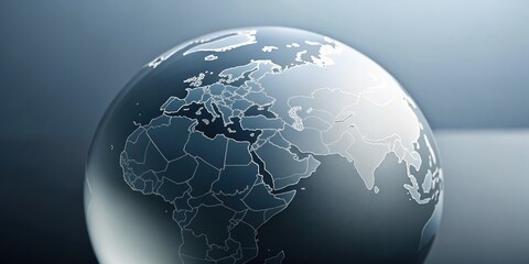 A sleek, modern globe highlighting continents with a minimalist design, emphasizing geography and global awareness.