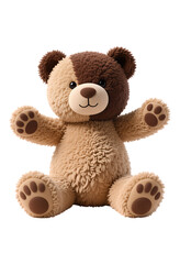 Brown Curly Bear with Transparent Background, 3D Realism Design Element