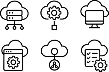 cloud computing platform management line icons