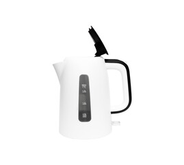 Obraz premium Modern white electric kettle on white background