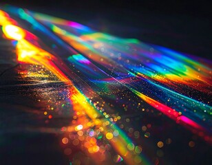 Promienie kolorowego światła, kolorowe, tęczowe załamanie się światła