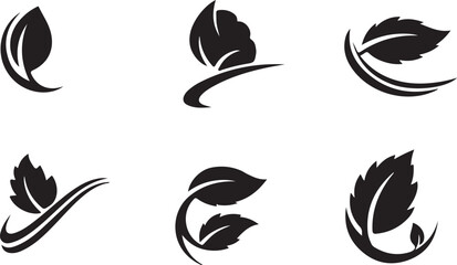 Naklejka premium set of black and white leaf symbols