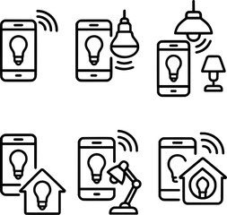 smart home lighting control mobile app vector icon