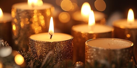 Golden Candles with Warm Festive Glow
