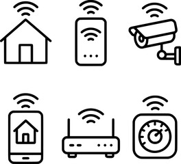 smart home wireless device setup icon set