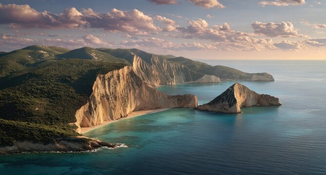 Coastal cliffs and turquoise sea landscape. - Powered by Adobe