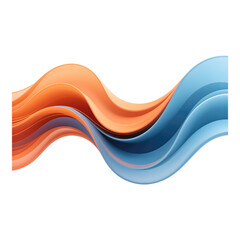 Glossy Orange Blue Wavy Lines with Transparent Background, 3D Realism Graphic for Web Design