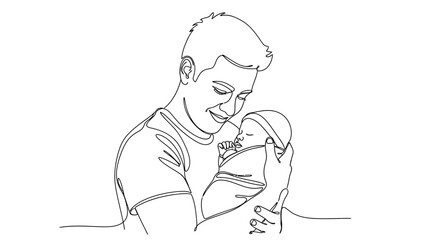 Loving father gently holds his newborn baby, a tender moment of connection and new life