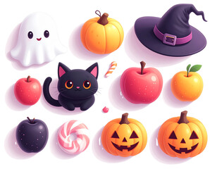 Cute Cartoon Halloween Icons Collection
