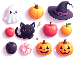 Cute Cartoon Halloween Icons Collection