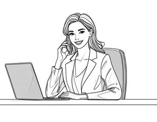 Professional Woman Agent Line Sketch